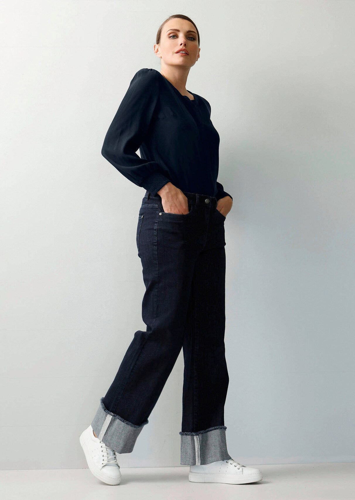 Denim Culottes with Turn-Up