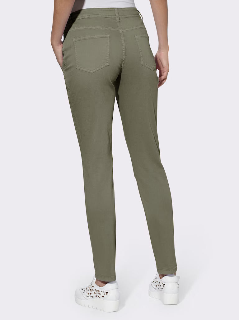 Crinkle-Effect Twill Pants with Decorative Zip Pockets