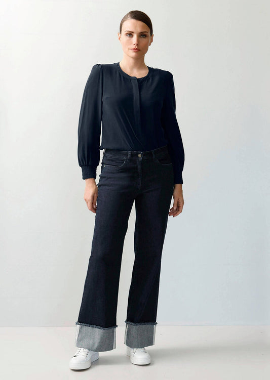 Denim Culottes with Turn-Up