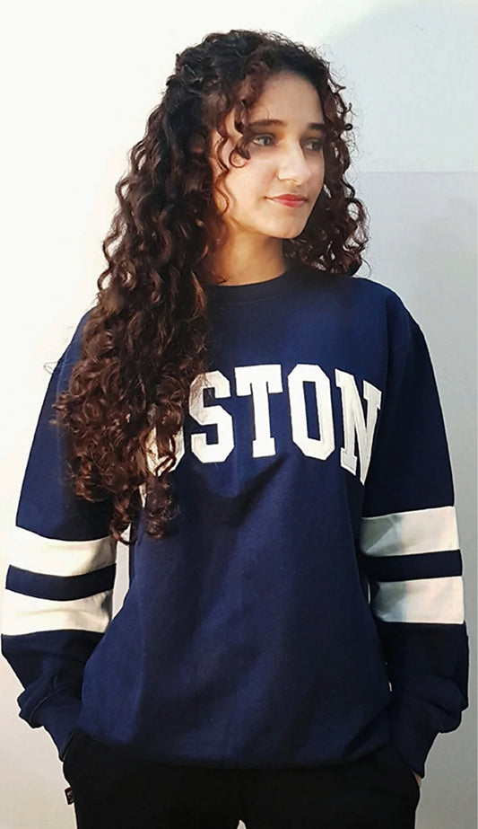 Women's Retro Collegiate Crewneck Sweatshirt: Navy Edition