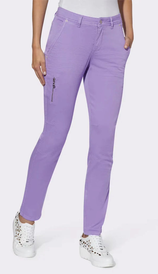 Crinkle-Effect Twill Pants with Decorative Zip Pockets