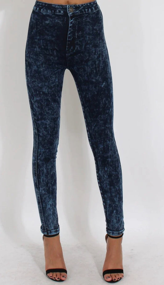 Dark Blue Stonewash Straight Fit Jeans for Women