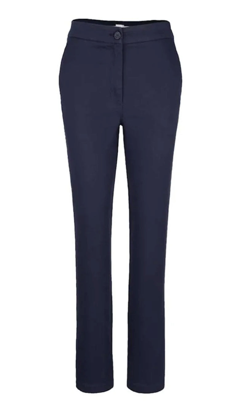 Regular Fit Twill Pants with Striped Waistband