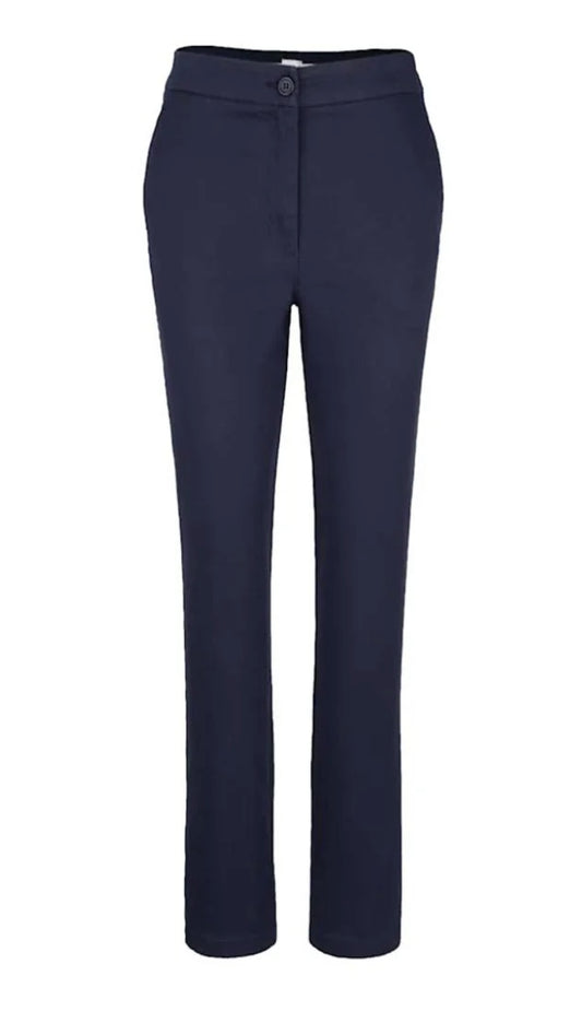 Regular Fit Twill Pants with Striped Waistband