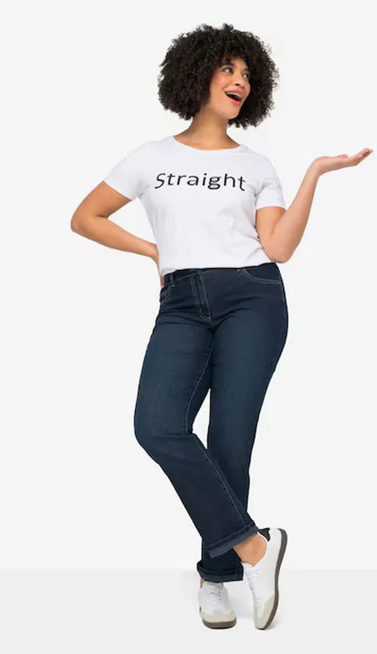 Straight fit, stretch comfort, 5-pocket - Denim Blue