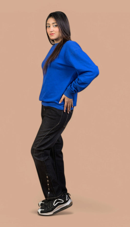 Women's Power Stretch Denim Trouser – Straight Fit with Rivet Hem | Plus Sizes Available