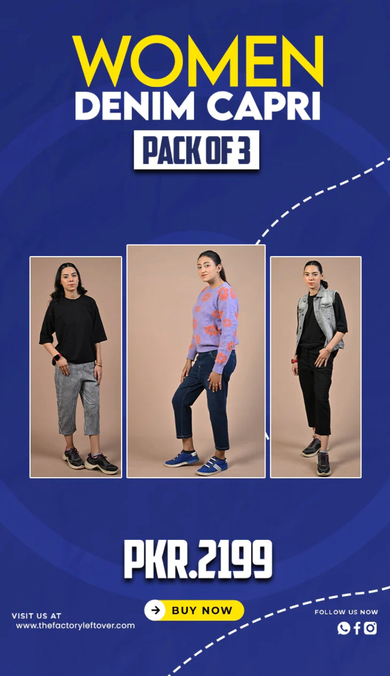 Pack of 3 Denim Capri | Capri For Women | All Colors Available