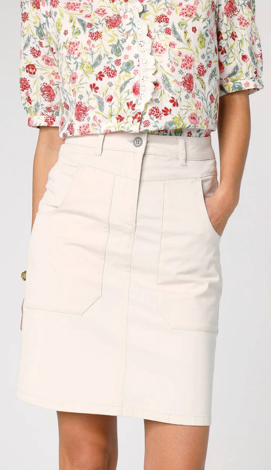 Women's Straight Twill Skirt with Peach Skin Feel