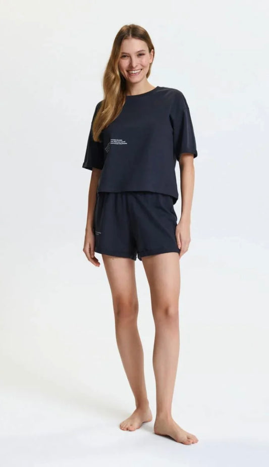 Women's Two-Piece Cotton Pajama Set with Decorative Print