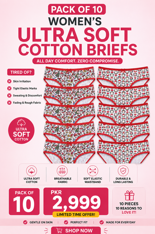 Women's Ultra Soft Cotton Briefs Pack of 10 - Product Ad