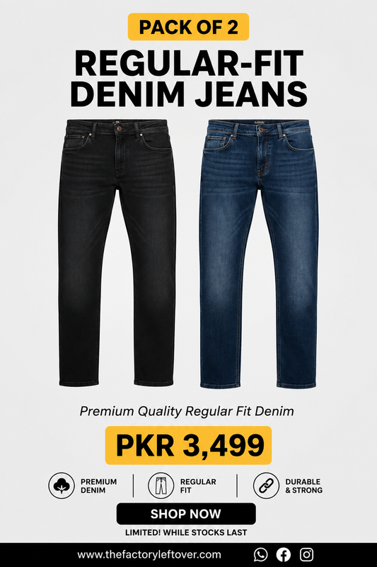 Pack of 2 Men's Regular Fit Jeans – Premium Denim Bundle