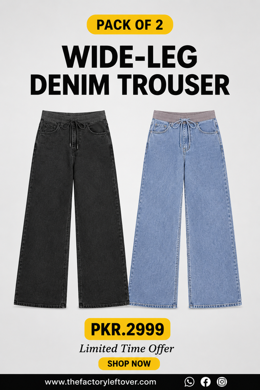 Wide Leg Trousers Pack of 2 – Trendy Denim Pants | Unisex Design