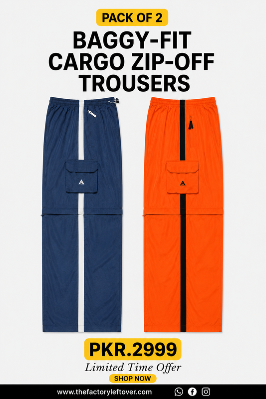 Pack of 2 Versatile Lightweight Cargo Zip-Off Trousers - Baggy Fit