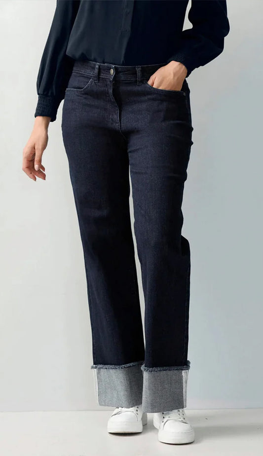 Denim Culottes with Turn-Up