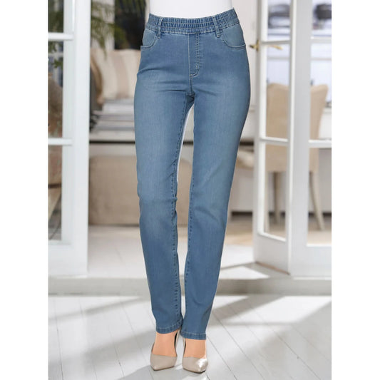 High-Waist Comfort Stretch Denim Trousers