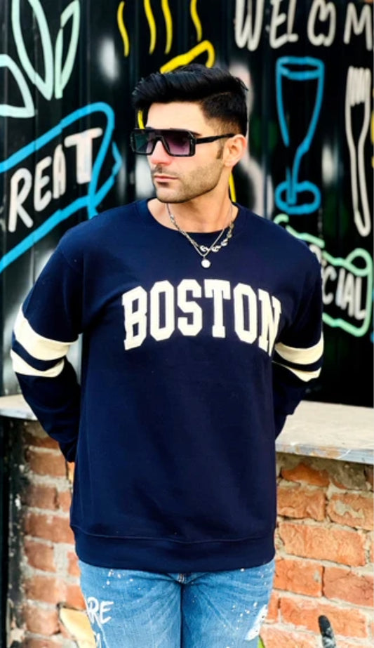 The Retro Collegiate Crewneck Sweatshirt: Navy Blue Edition| For Mens