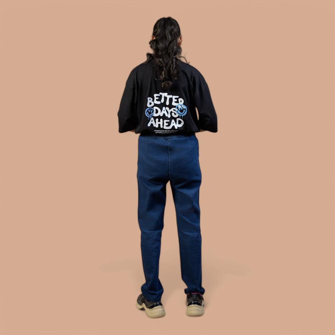 Straight Fit Pull-On Stretch | Denim Trouser For Women
