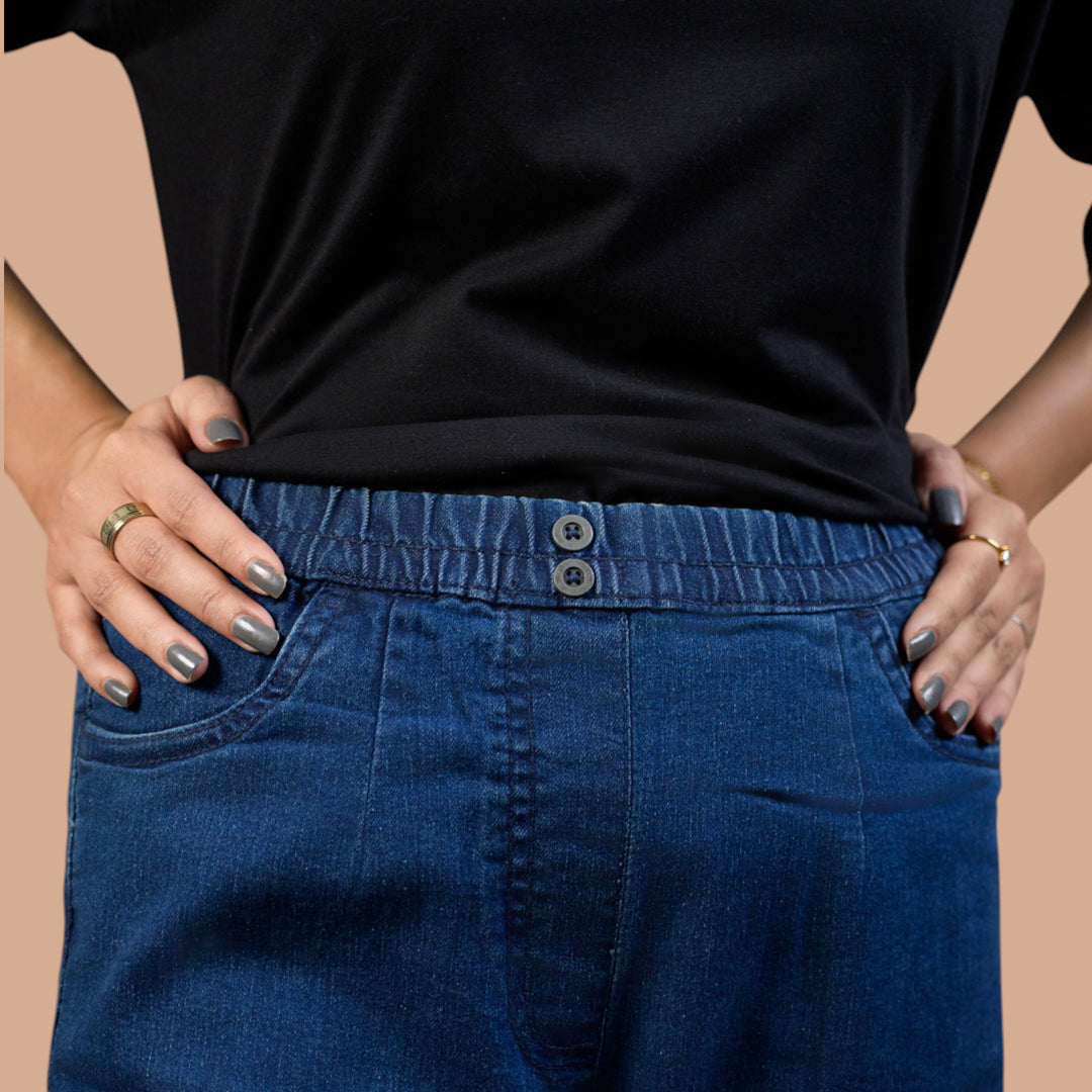 Straight Fit Pull-On Stretch | Denim Trouser For Women