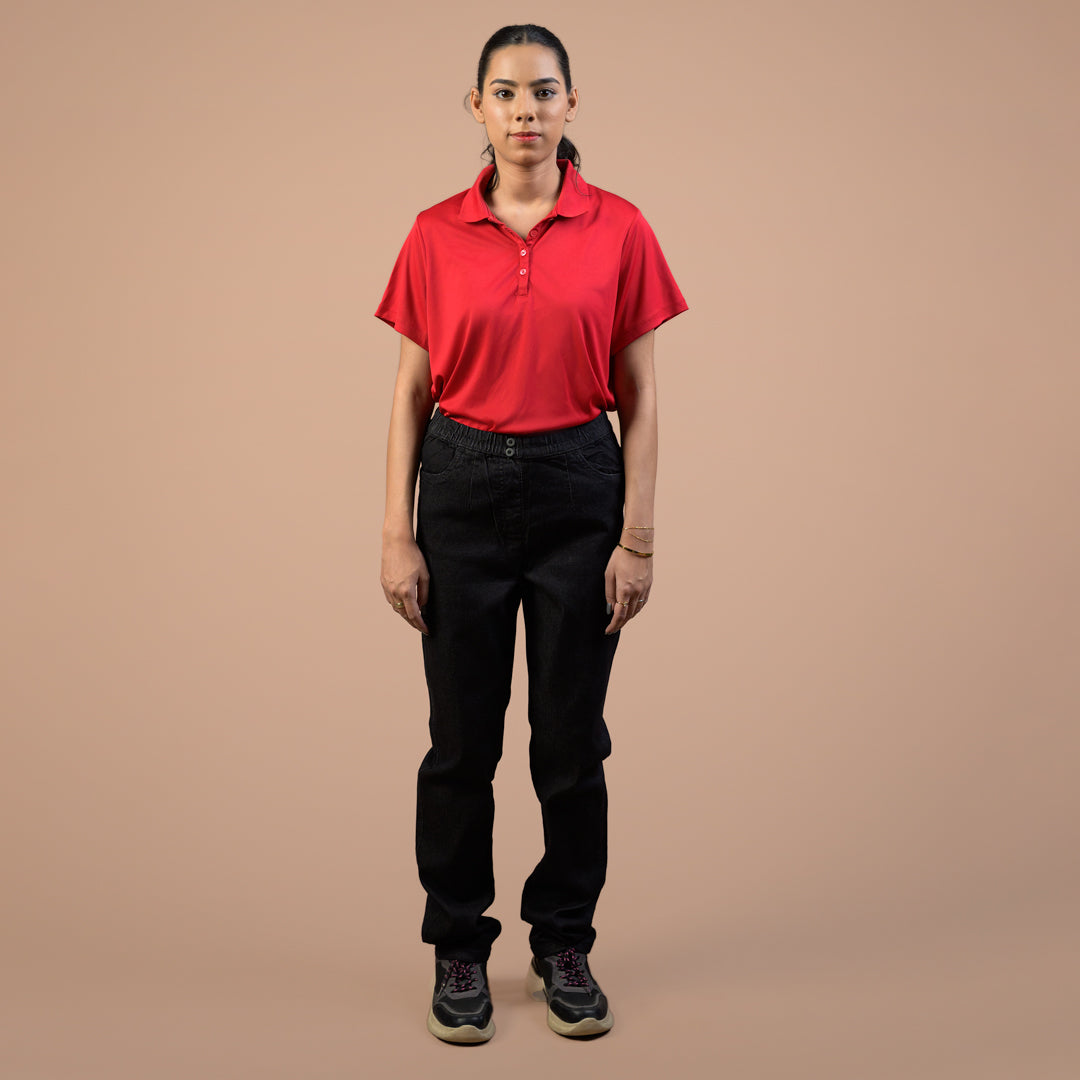 Straight Fit Pull-On Stretch | Denim Trouser For Women