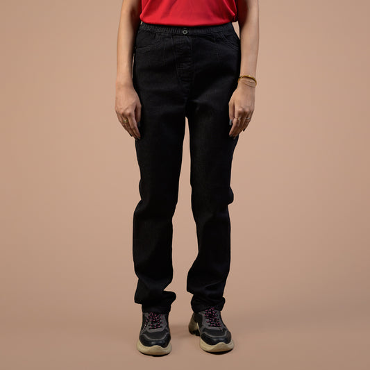 Straight Fit Pull-On Stretch | Denim Trouser For Women