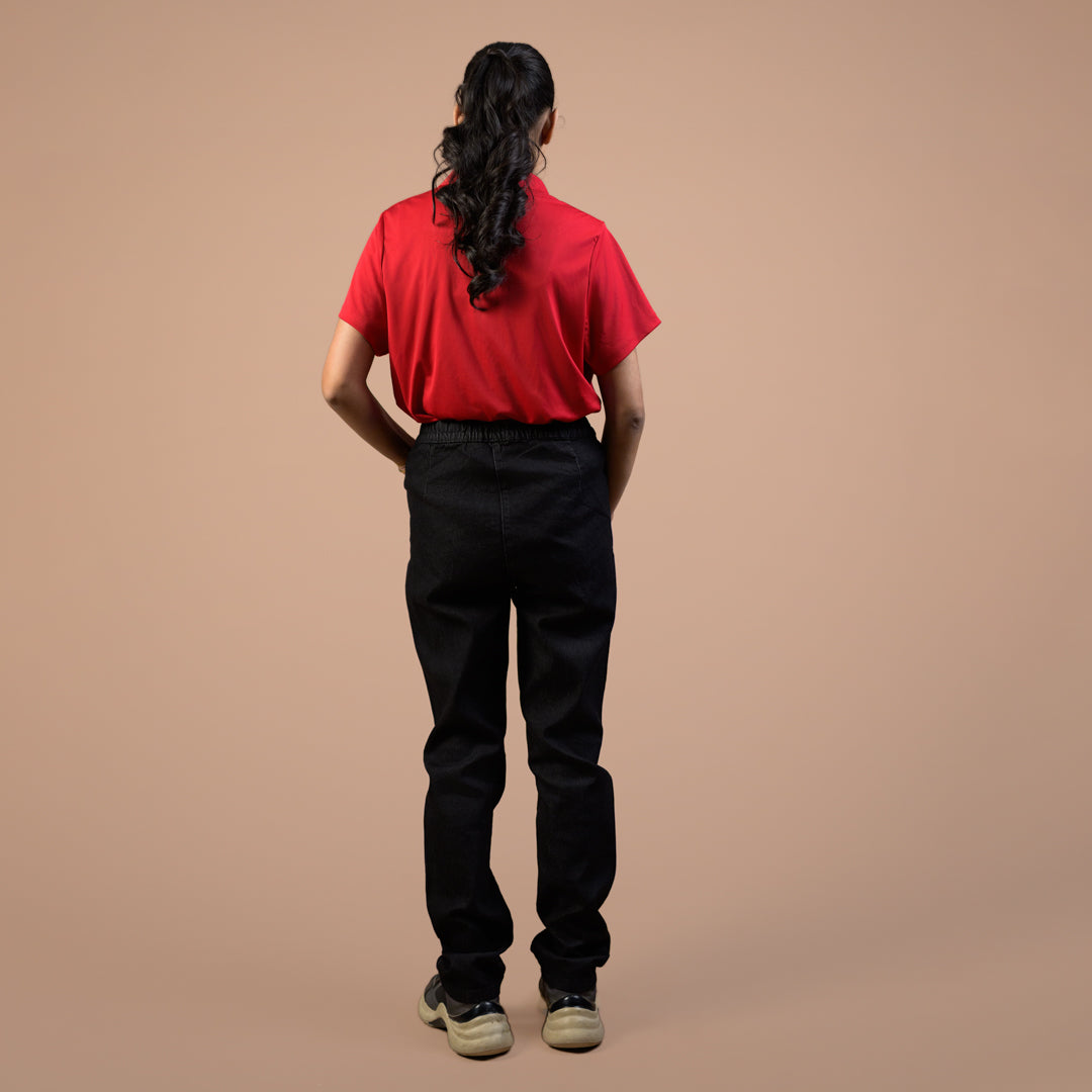 Straight Fit Pull-On Stretch | Denim Trouser For Women
