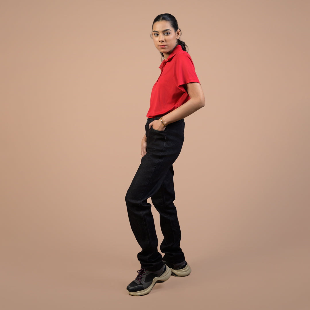 Straight Fit Pull-On Stretch | Denim Trouser For Women
