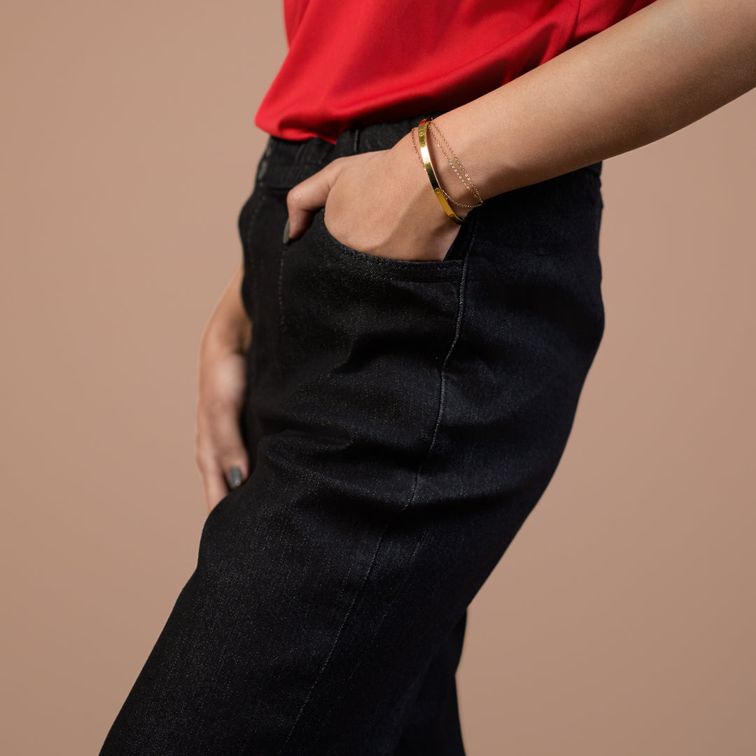Straight Fit Pull-On Stretch | Denim Trouser For Women
