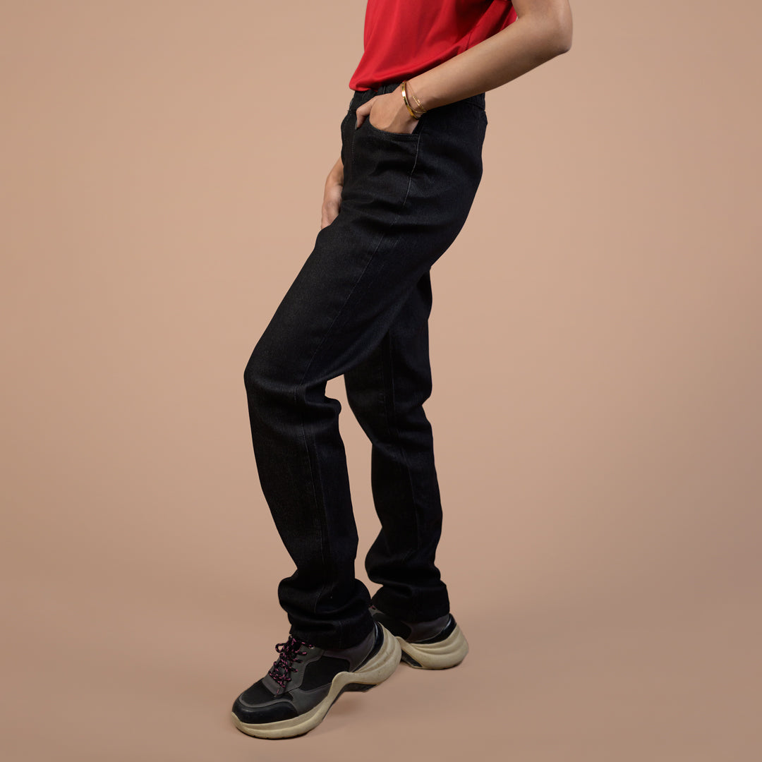 Straight Fit Pull-On Stretch | Denim Trouser For Women