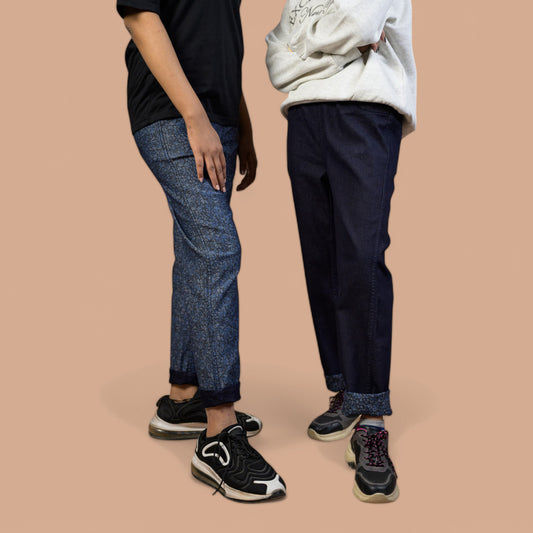 Reversible Pull-On Jeans with Elastic Waistband and Dual Pockets