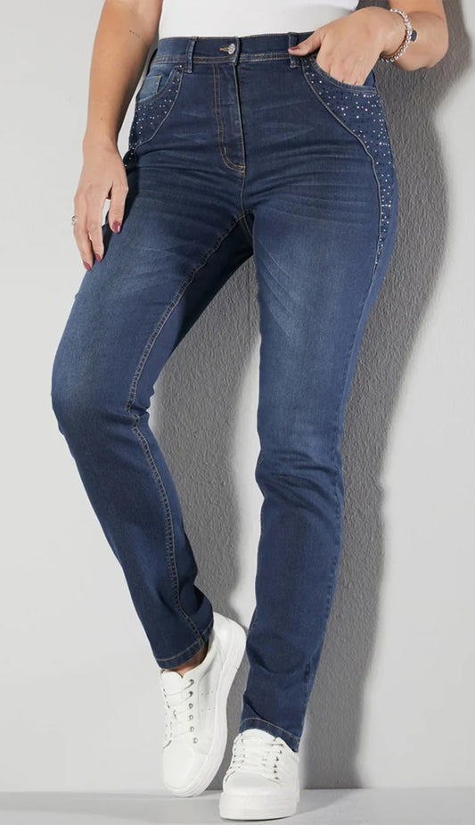Regular-fit jeans Jeans Slim Fit decorative stones 5-pocket