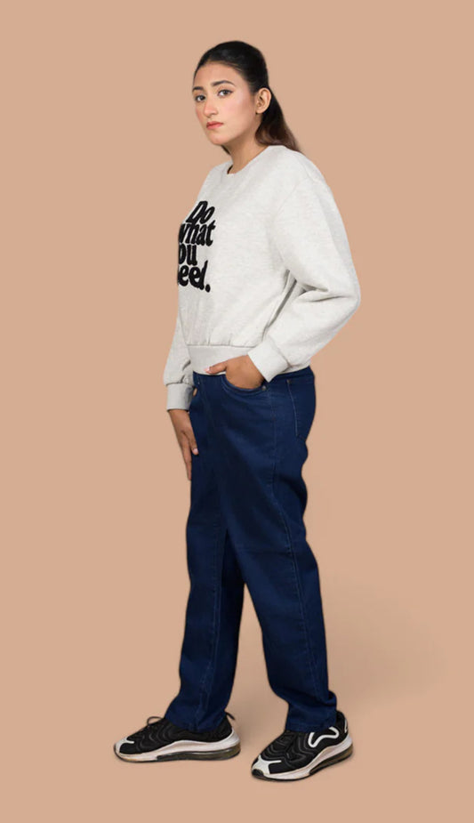 Straight-Fit Denim Trousers with Rib Belt | Power Stretch | Jegging For Women