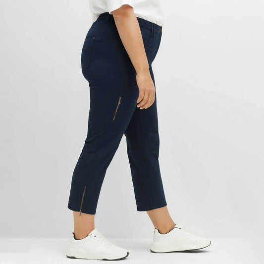 Stretch Trousers With Zip - Midnight Blue