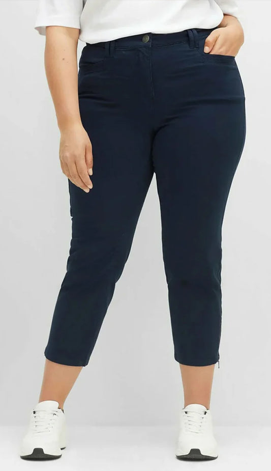 Stretch Trousers With Zip - Midnight Blue