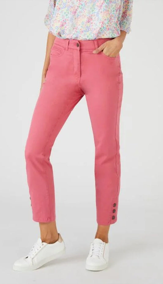 Stylish Women's 7/8th Cropped Pants with Buttoned Detail
