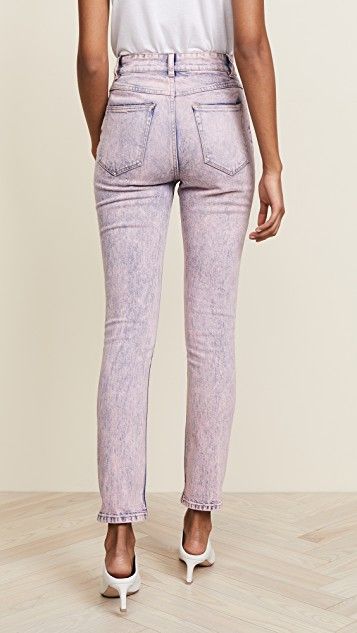Pink Stonewash High Rise Straight Fit Jeans for Women
