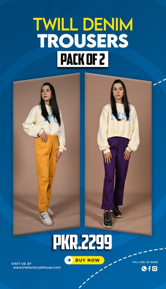 PACK OF 2 TWILL DENIM TROUSERS | JEGGINGS FOR WOMEN