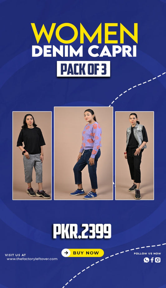 Pack of 3 Denim Capri | Capri For Women | All Colors Available