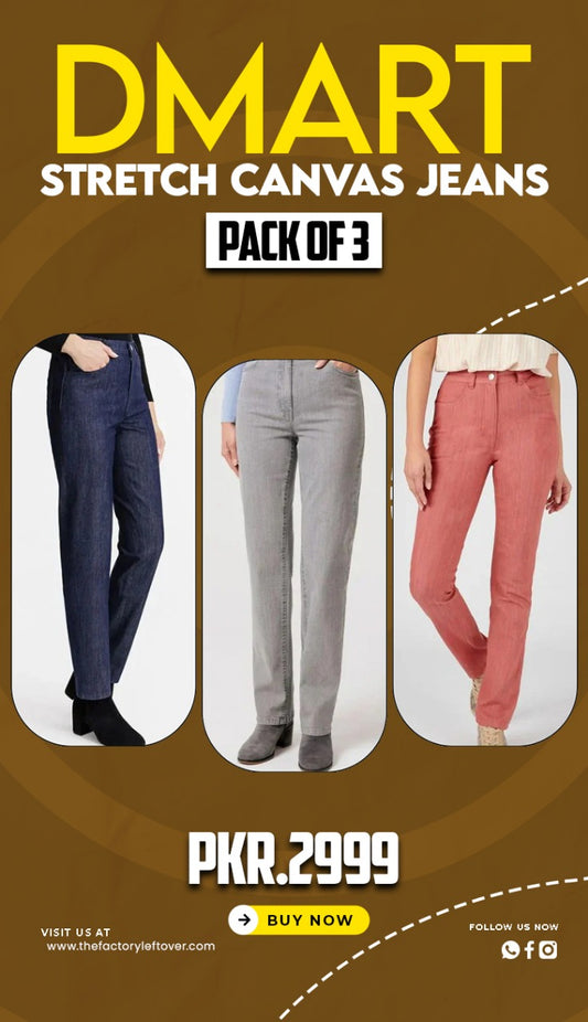 DMART | Pack of 3 Stretch Canvas Jeans