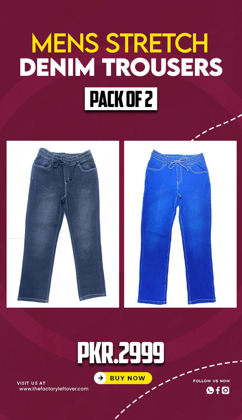 Men's Comfort Stretch Denim Trousers – Pack of 2