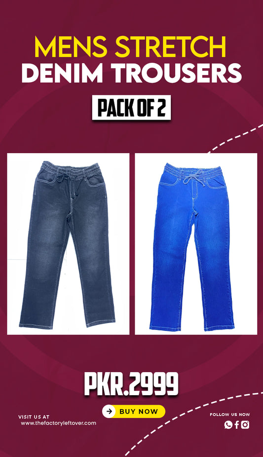 Men's Comfort Stretch Denim Trousers – Pack of 2