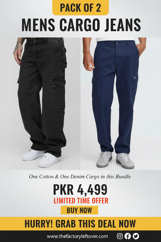 Pack of 2 Men's Cargo Jeans – Cotton & Denim Bundle