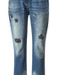 Boyfriend jeans, glitter skulls, destroyed effects, 5-pocket