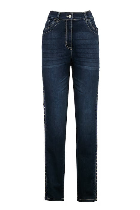 Jeans, straight fit, decorative rivets, 5-pocket