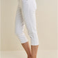 White Regular Fit Denim Capri