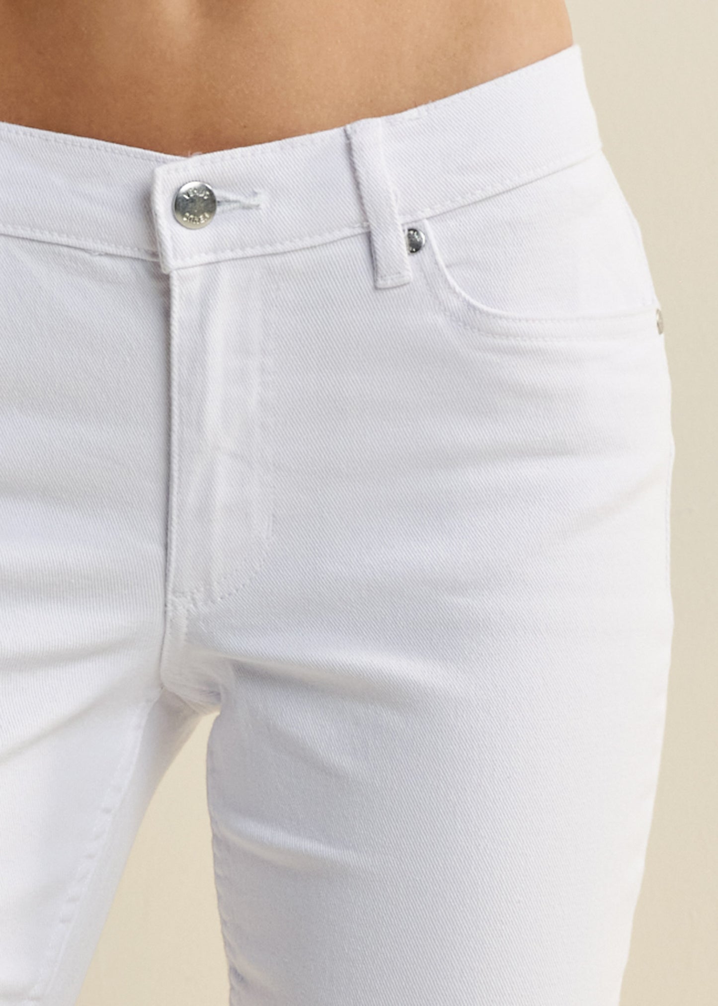 White Regular Fit Denim Capri