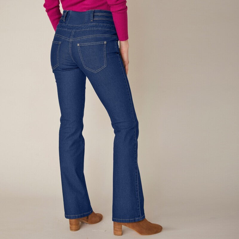 BlanchePorte | 4-Button Bootcut Jeans in Denim Blue