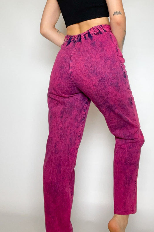 Purple Stonewash High Rise Straight Fit Jeans for Women