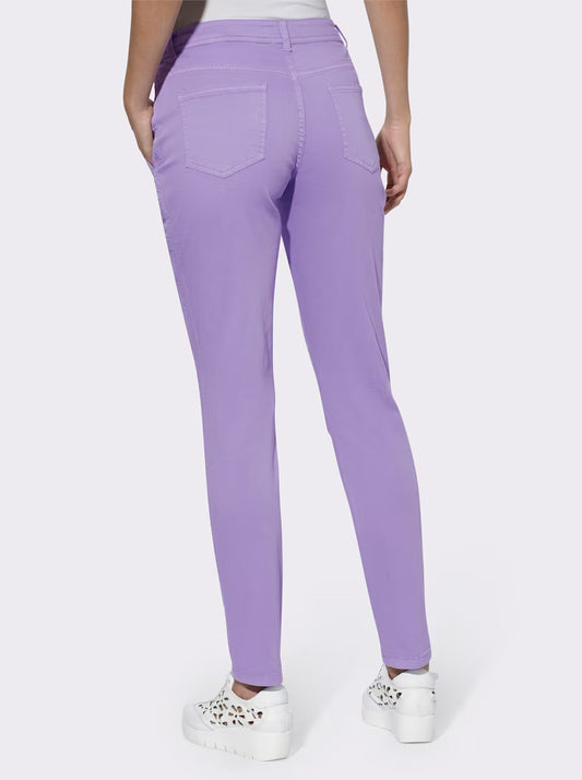 Crinkle-Effect Twill Pants with Decorative Zip Pockets