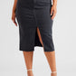 Curvy Black Denim Pencil Skirt