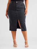 Curvy Black Denim Pencil Skirt